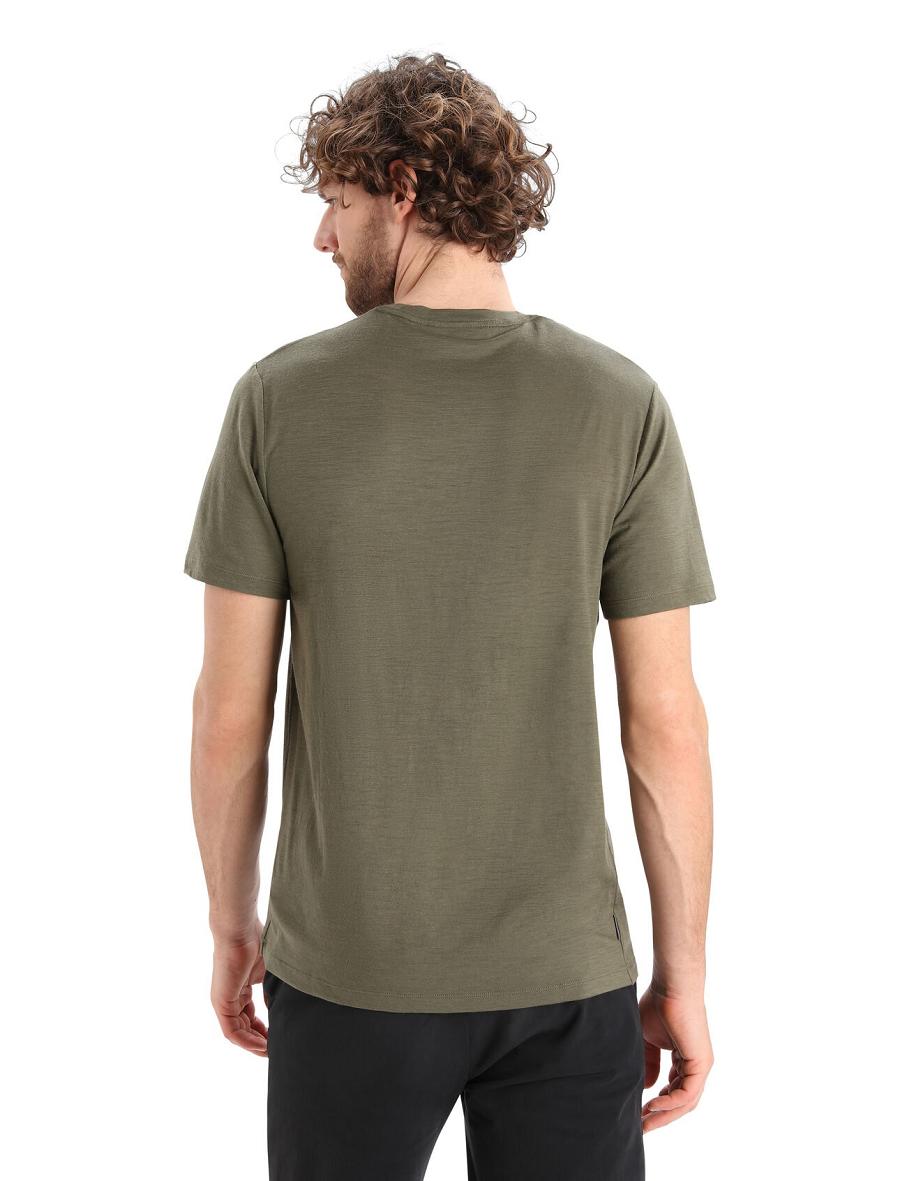 Loden Men's Icebreaker Merino Tech Lite II Short Sleeve Alps 3D T Shirts | USA 1172FDNM